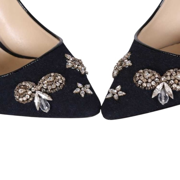 Jimmy Choo Crystal Embellished Romy 100 Flannel Pumps - Picture 8 of 10